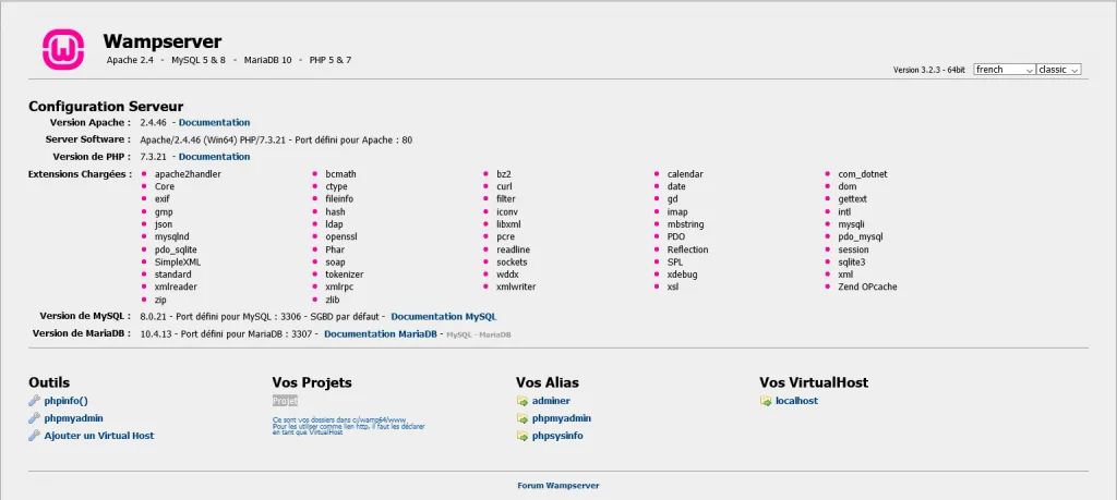 Screenshot 2021 05 04 Accueil WAMPSERVER1